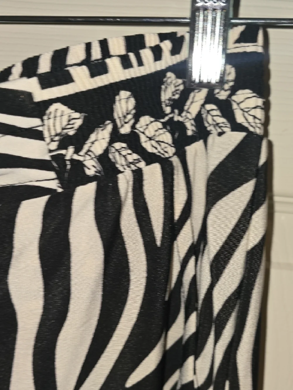 Wide Leg Zebra Print Pants - Black & White‎